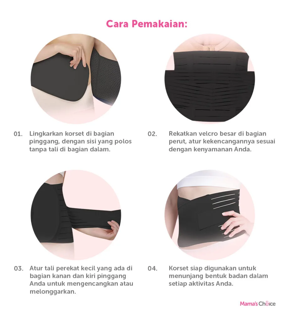 Langkah pemakaian Postpartum Adjustable Corset