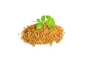 Biji fenugreek dan daun fenugreek segar