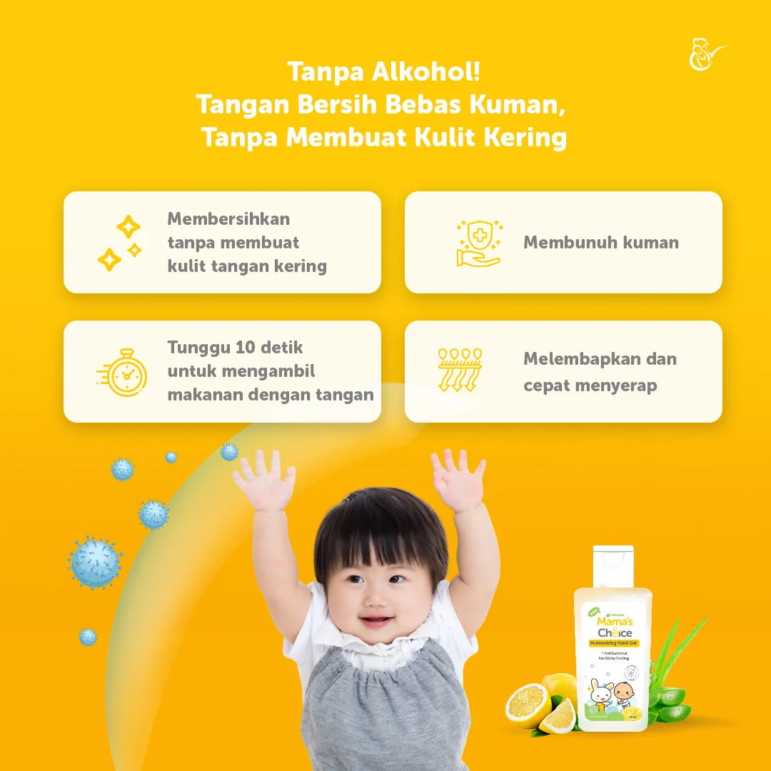 Sabun cuci tangan bayi Mama’s Choice tanpa alkohol, membersihkan tanpa membuat kulit kering