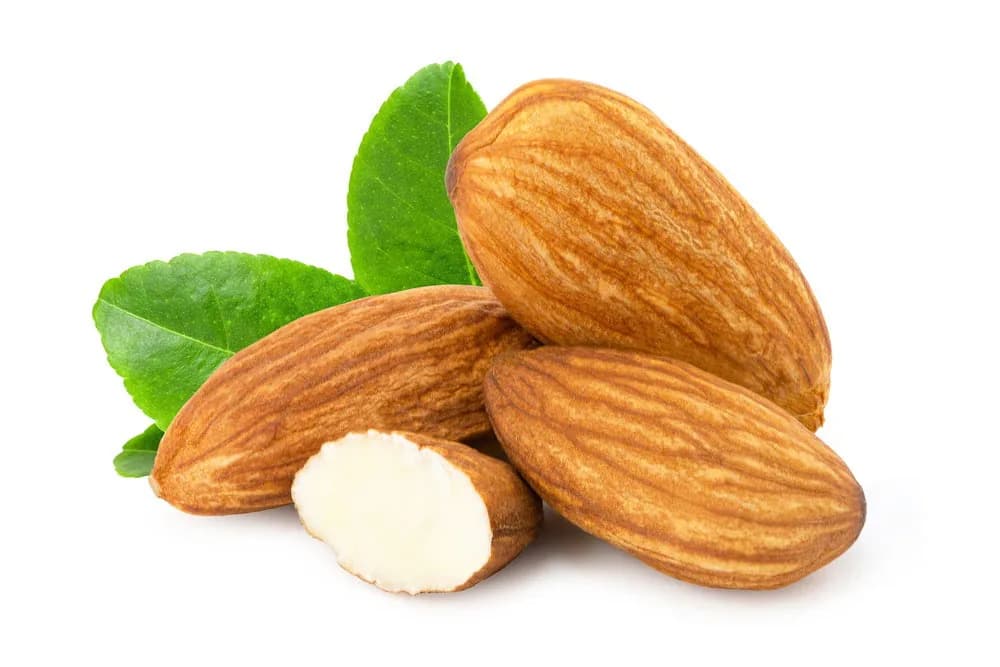 Whole and halved almonds