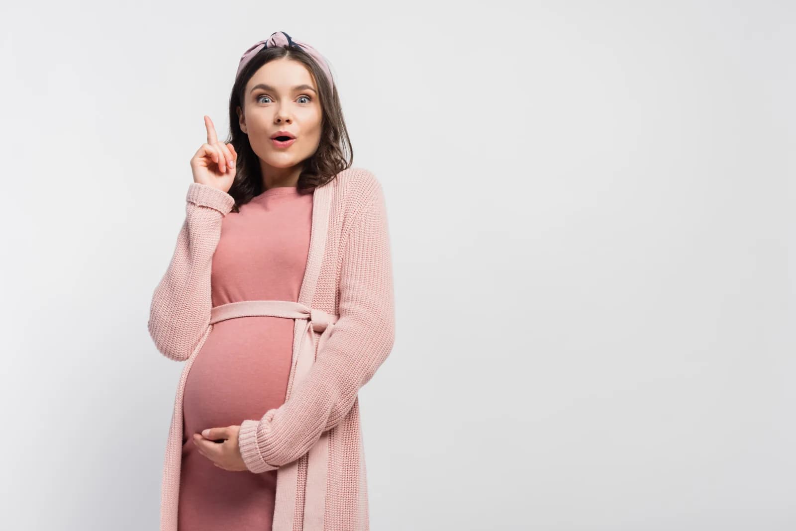 A cheerful pregnant woman