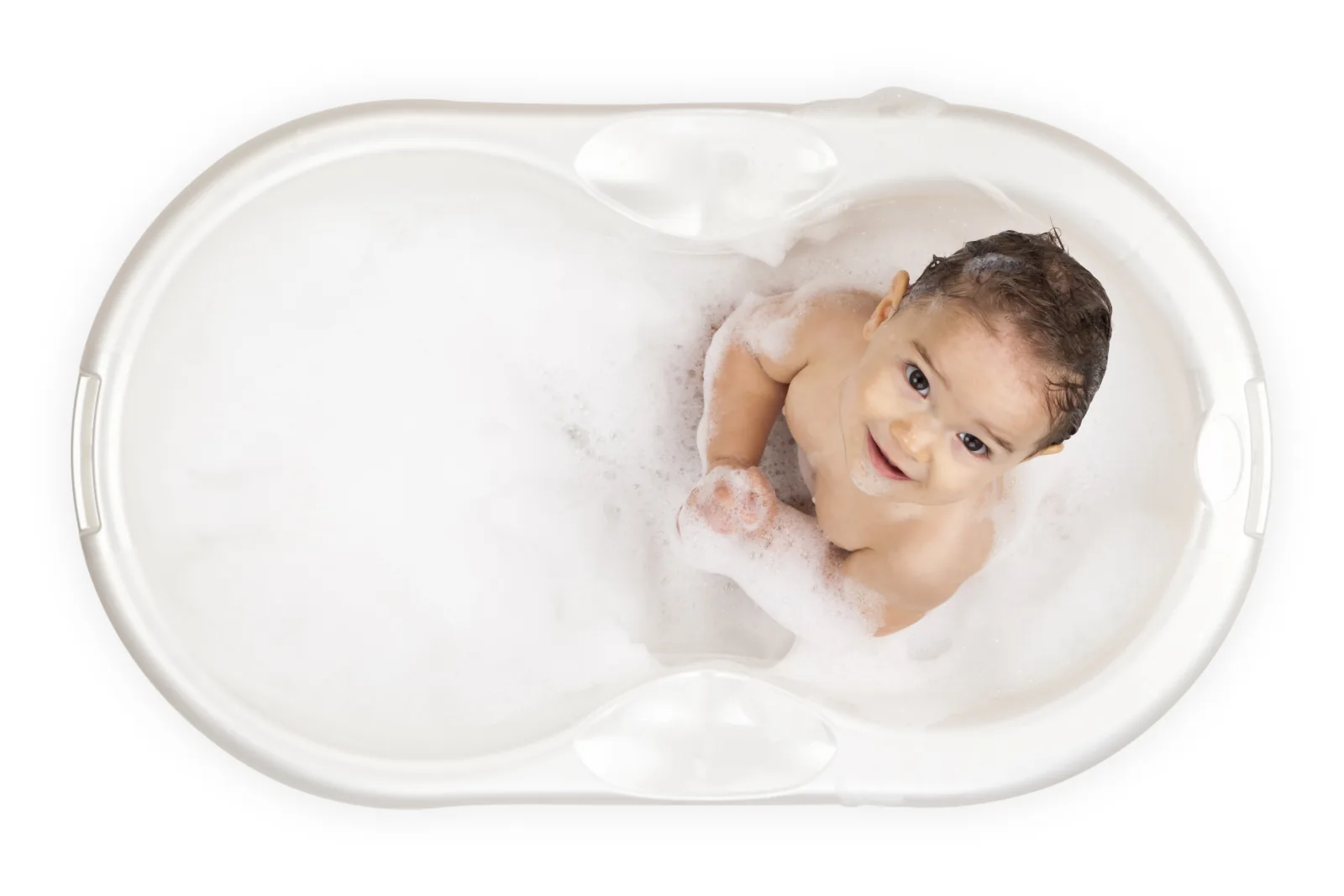 Perlengkapan mandi bayi dilihat dari atas