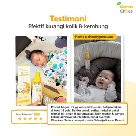 Testimoni | Minyak Telon Bayi | Anti Colic Baby Calming Tummy Oil Mama's Choice (55 ml)
